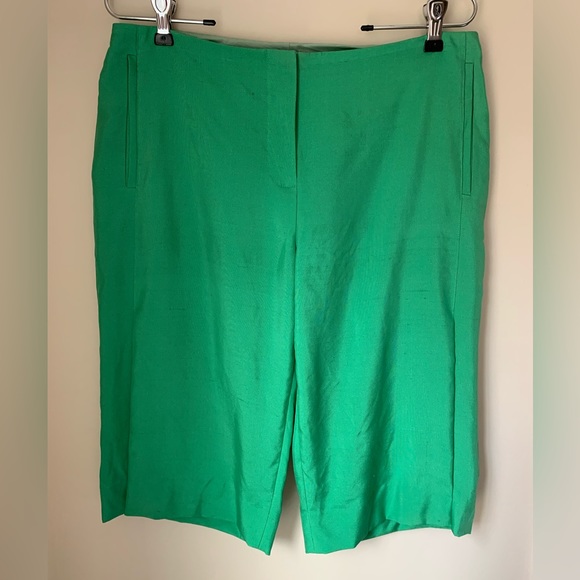 Diane Von Furstenberg Bermuda Shorts Kelly Green Silk - Vintage, Gisi Sz 8 - Picture 1 of 13